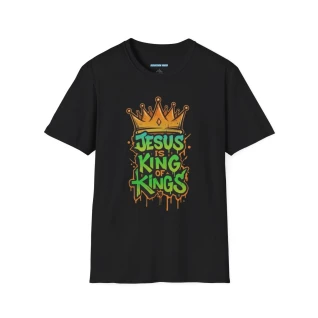 Jesus Is King of Kings T-Shirt | Crown Graffiti Christian Faith Tee