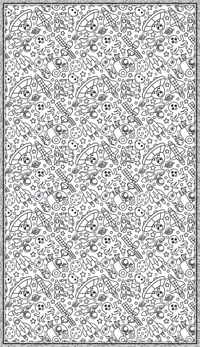 Colorable™ Alien Blast Off™ Coloring Doodle Tablecloth