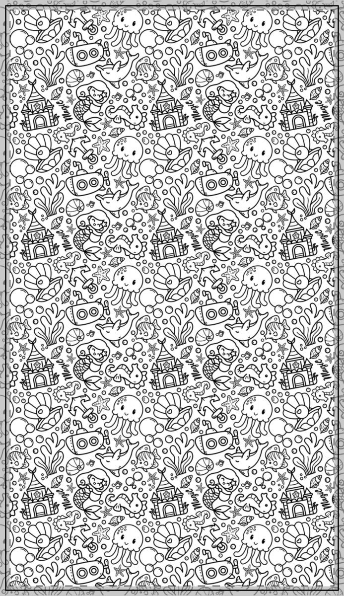 Colorable™ Mermaid Doodle Coloring Tablecloth
