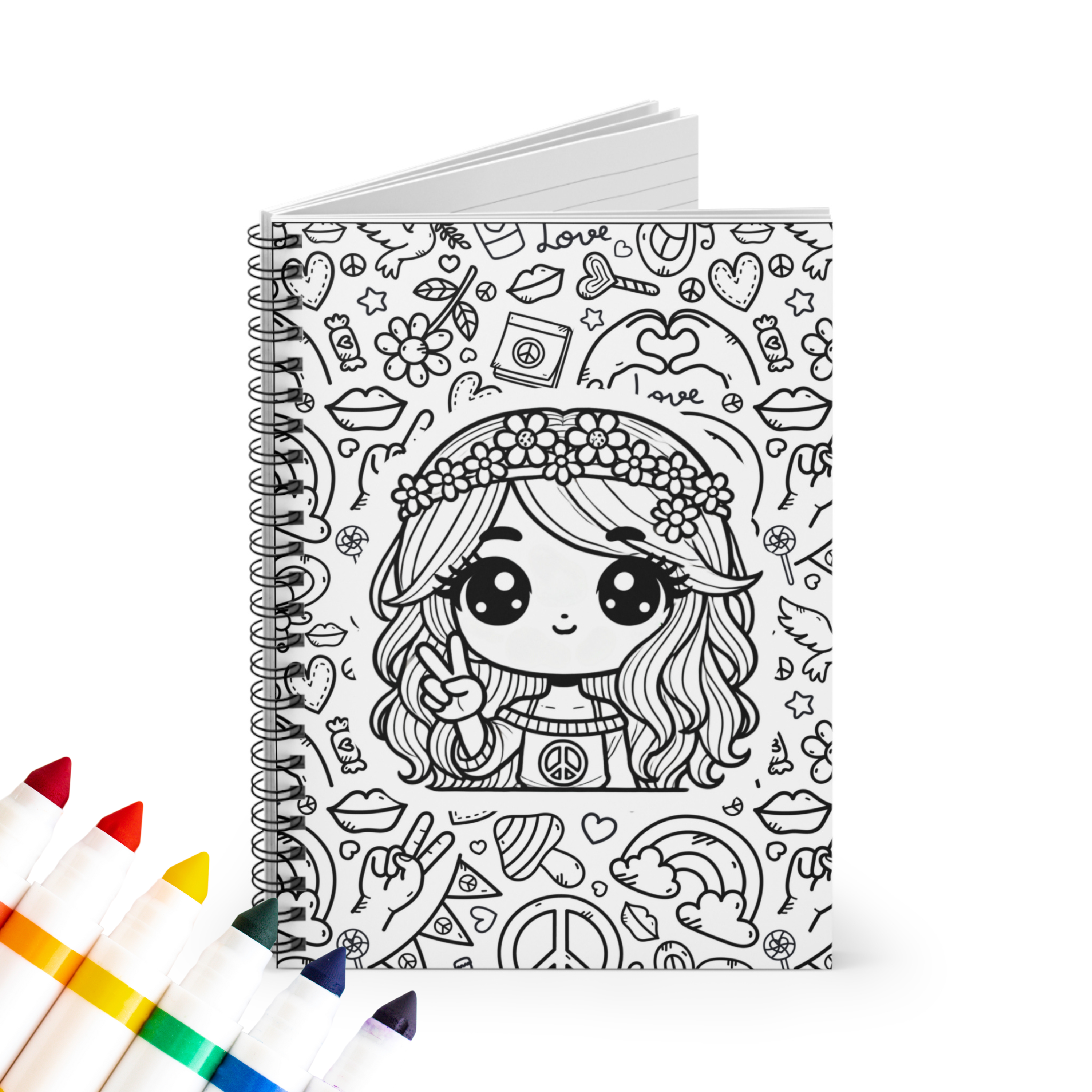 Colorable™ Express Yourself Hippie Girl Coloring Notebook