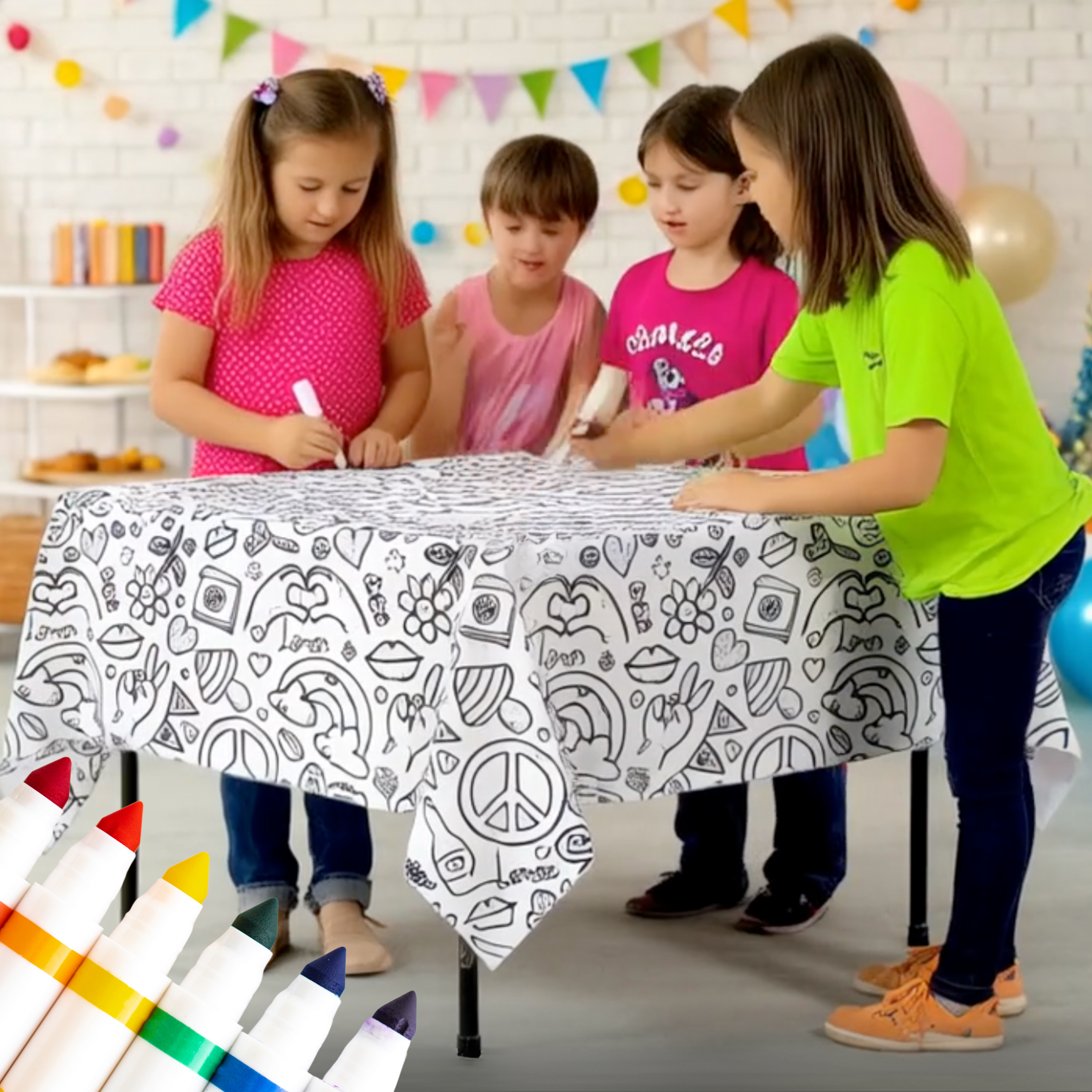 Colorable™ Hippie Doodle Coloring Tablecloth