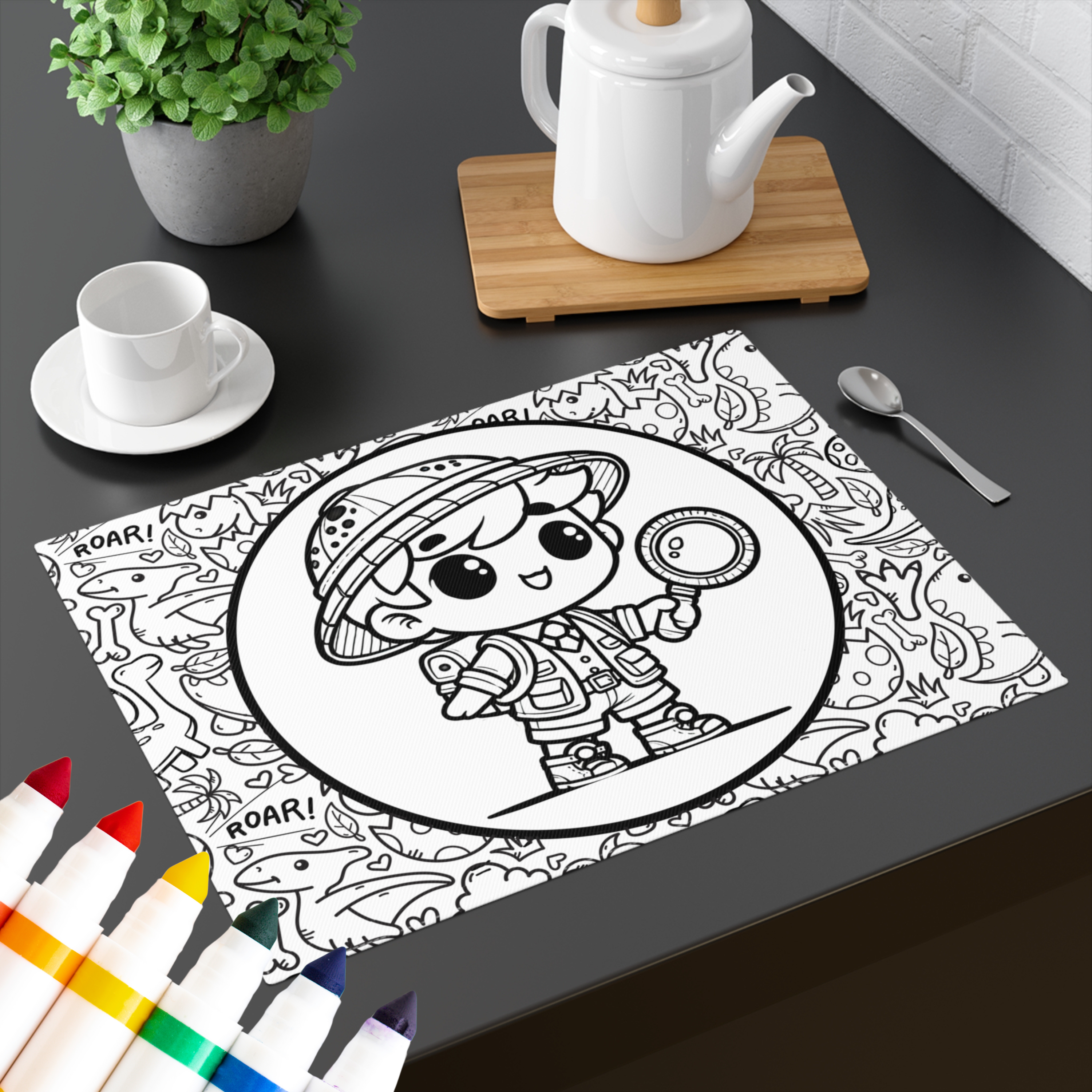 Colorable™ Dig Deep Explorer Coloring Doodle DIY Placemat