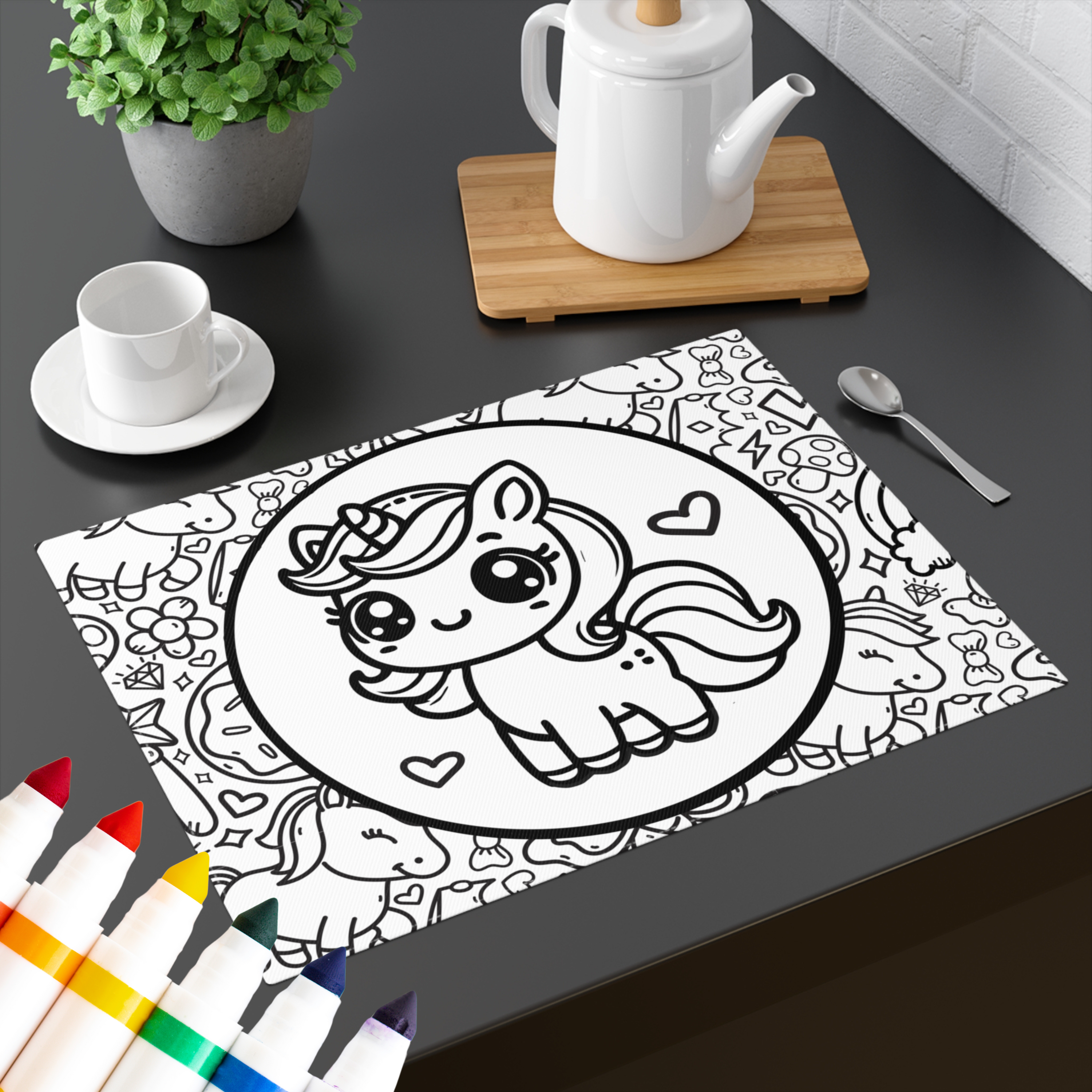 Colorable™ Dream Big Unicorn Doodle DIY Coloring Placemat