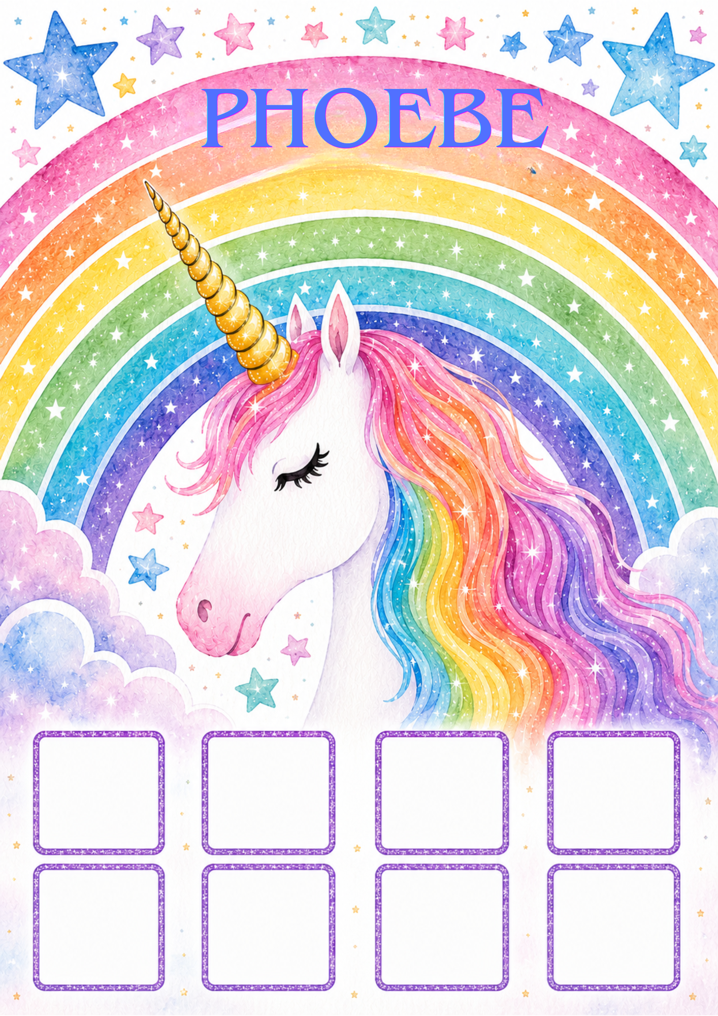 Personalised Unicorn Visual Schedule