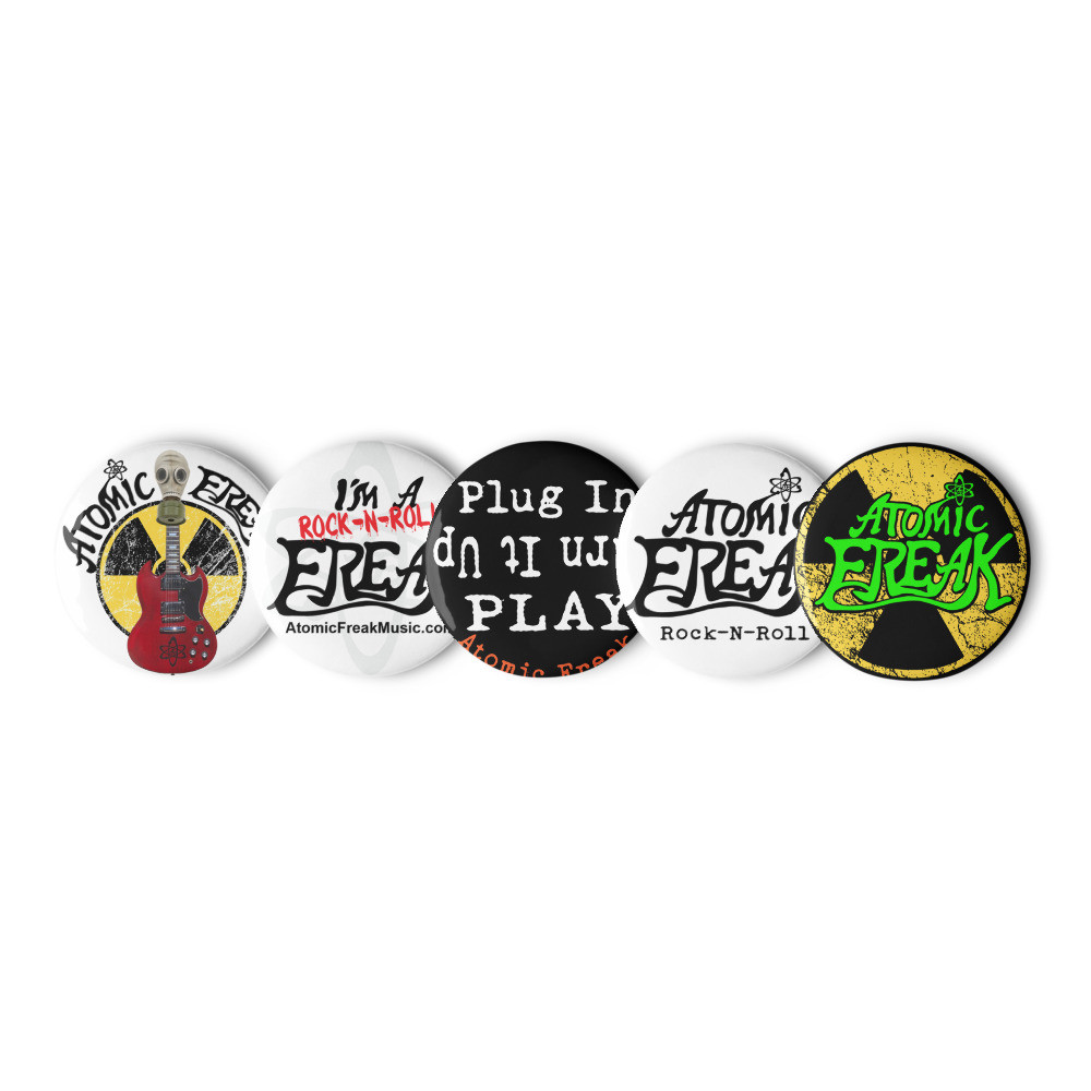 Set of Atomic Freak pinback buttons