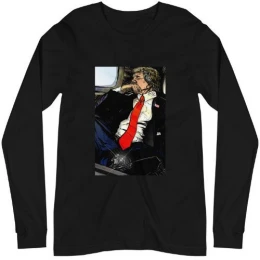 Trump in Limo (Red Tie) - Long sleeve Shirt