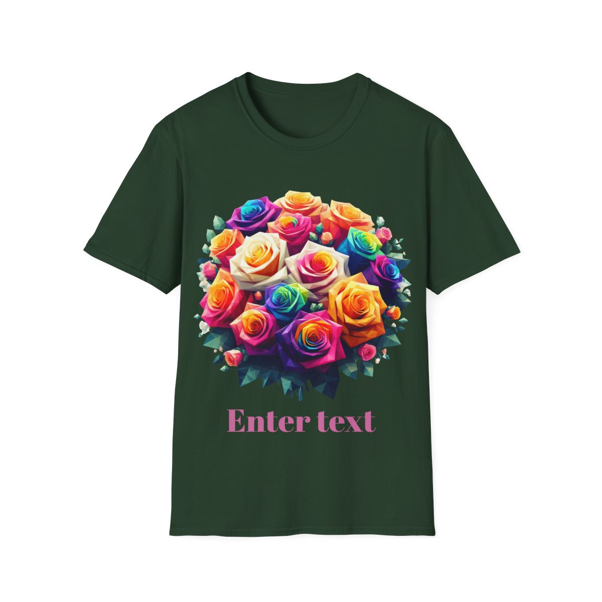 Colorful Floral Bouquet Unisex Softstyle T-Shirt - Customizable Text