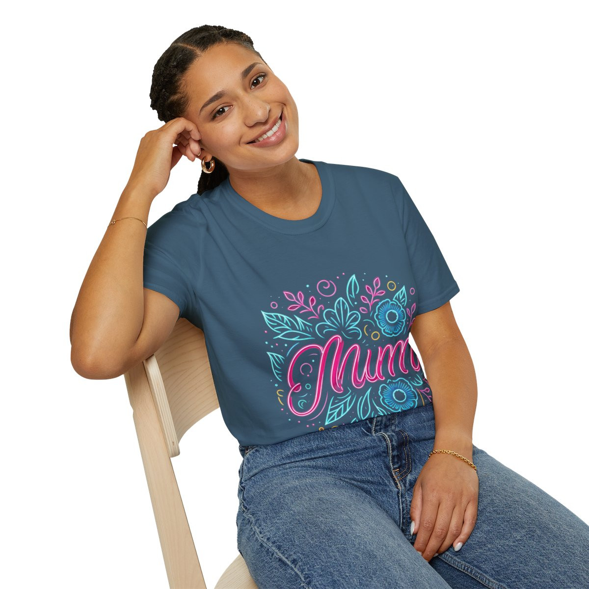 Personalized Floral "Mum" Softstyle T-Shirt - Perfect Gift for Mother's Day