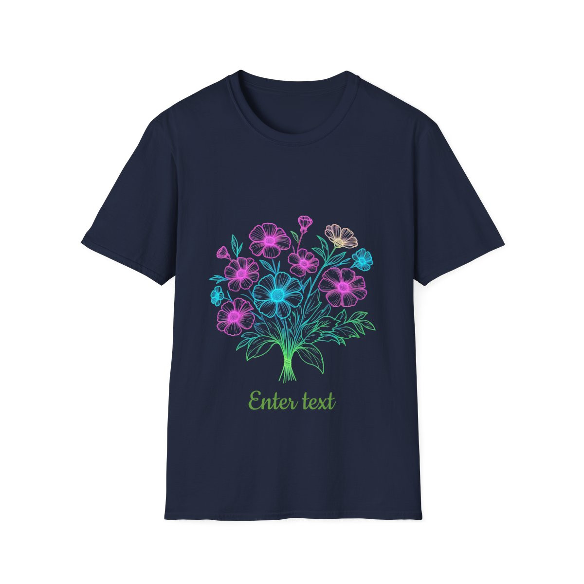 Personalized Floral T-Shirt - Customizable Softstyle Tee for Nature Lovers