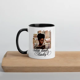 "Crazy Book Lady' Mug with Color Inside