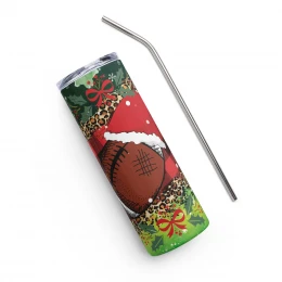 "Christmas + Football" Stainless Steel Tumbler