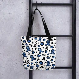 Colon Cancer Ribbon Leopard Tote bag