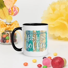 "Jesus & Coffee" Mug with Color Inside, 11oz