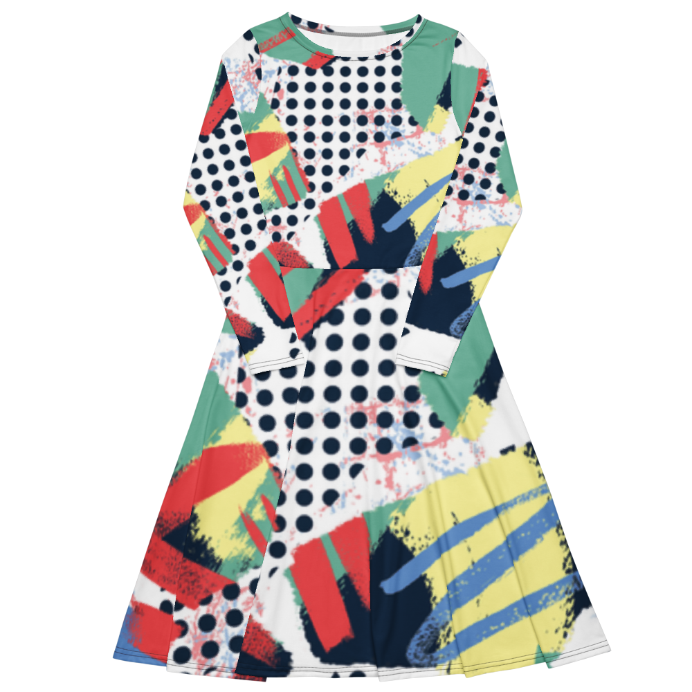 Flora-All Over Long Sleeve Midi Dress