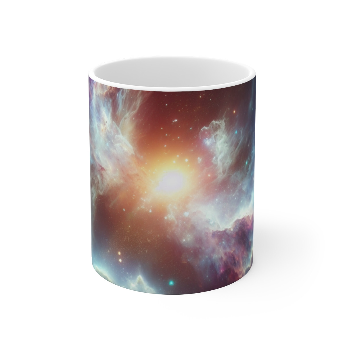 "Stellar Radiance: Vibrant Nebula Space Art Mug – Ethereal Universe Display Capturing Cosmic Wonder with Illuminating Light, Dust, and - Mugs