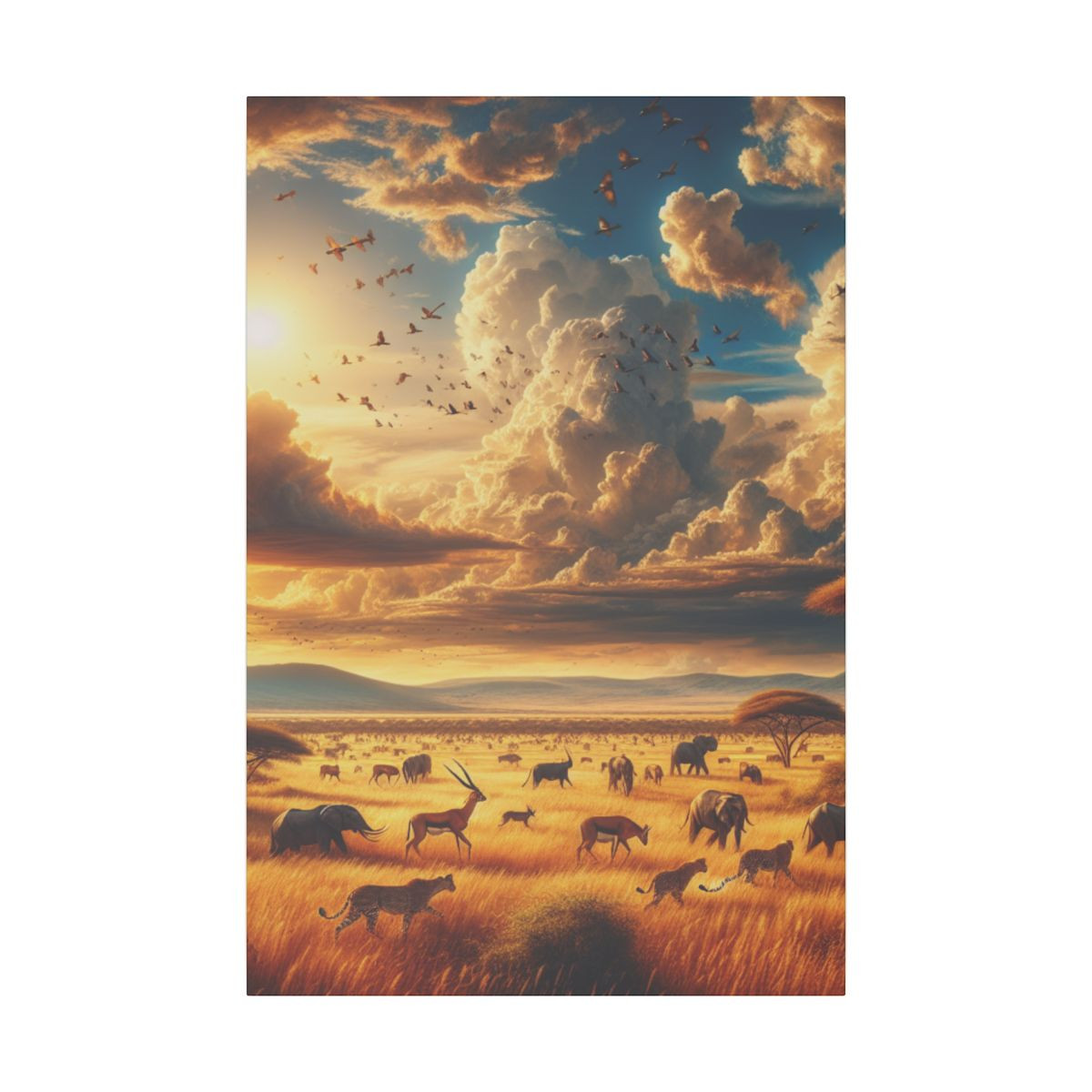 Serengeti Symphony: A Vibrant Canvas of Nature's Magnificent Parade and Play - Canvas