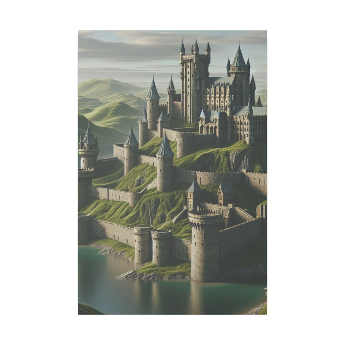 Majestic Cliffside Castle: An Enthralling Canvas of Medieval Magnificence - Canvas