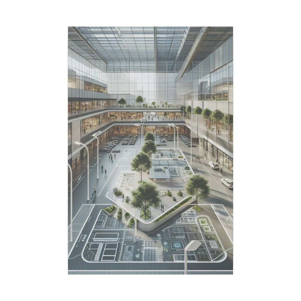 "Solar-Powered Paradise: A Modern, Eco-Smart Shopping Centre Canvas" - Canvas