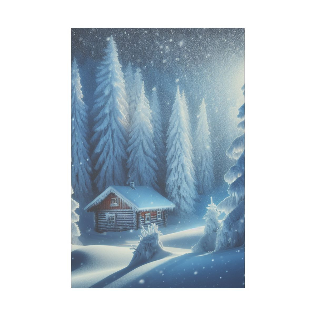 "Serene Winter Wonderland: A Vivid Canvas of Peace, Tranquility and Warmth" - Canvas