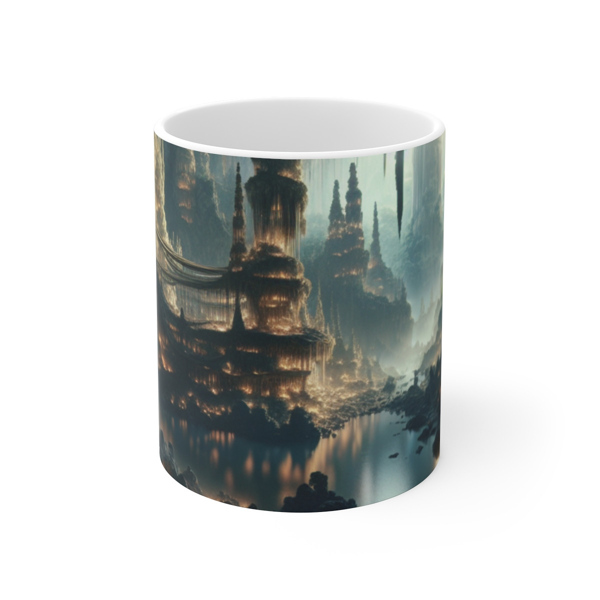Explore Subterranean Wonders: Mystical Cavern and Glowing Crystal Mug - Mugs