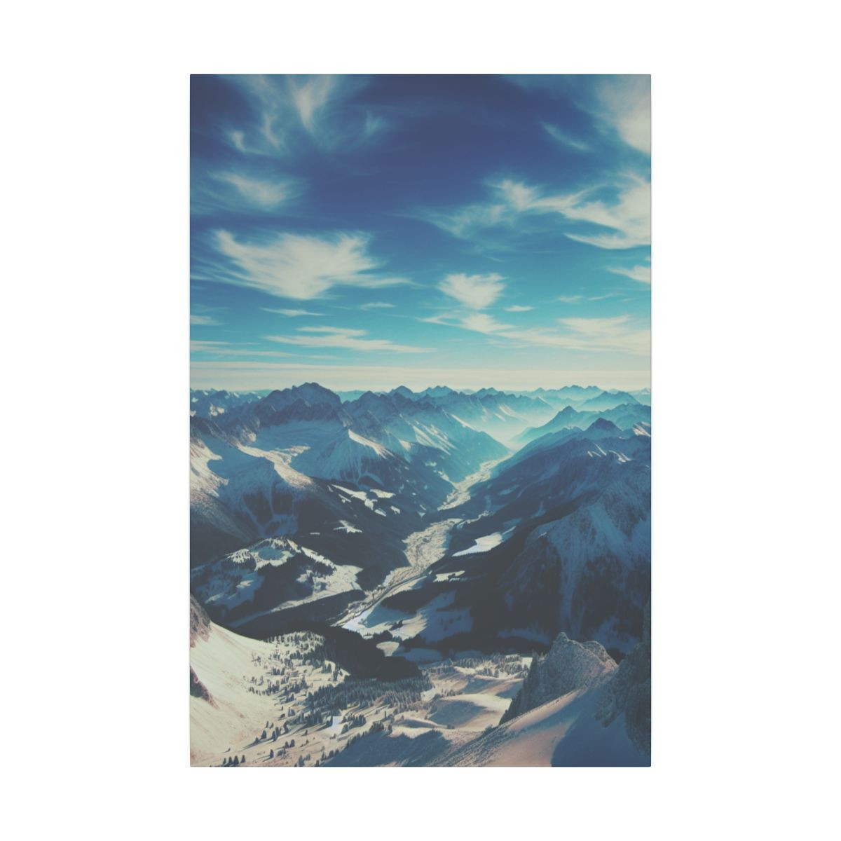 "Brilliant Blue Sky and Winter Mountain Majesty Canvas Art" - Canvas