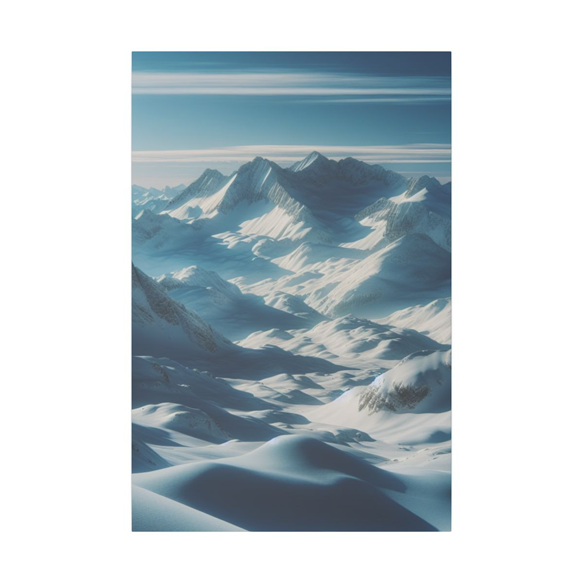 "Solitude and Majesty: Blue Sky Winter Mountain Range Canvas" - Canvas