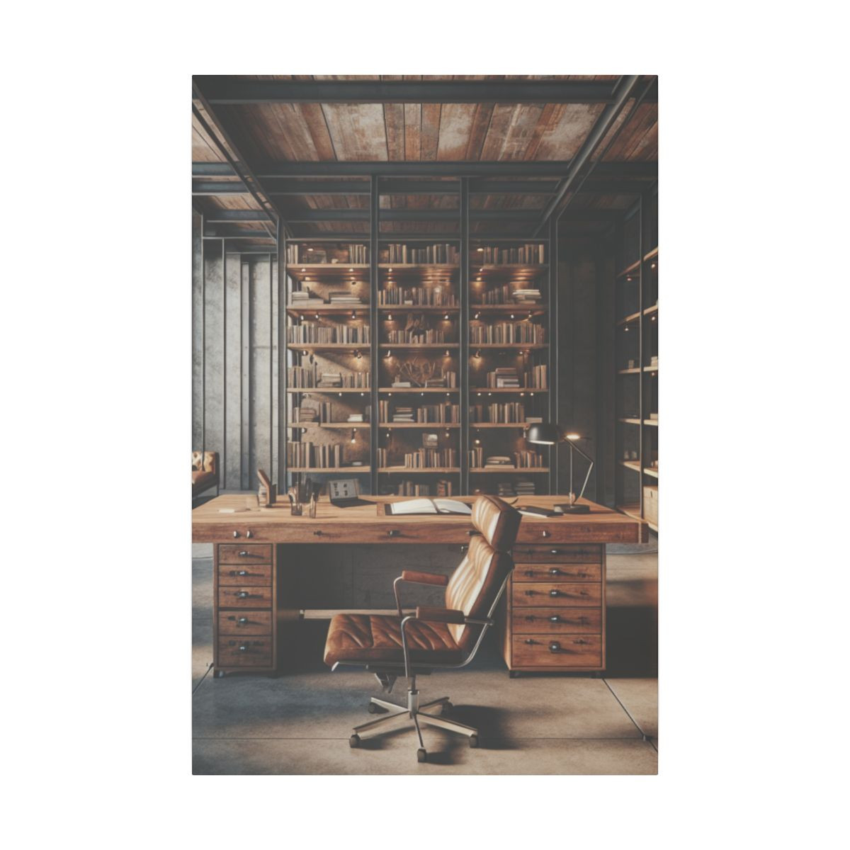 "Industrial Chic: The Essence of Raw Authenticity and Functional Sophistication in Workspaces" - Canvas
