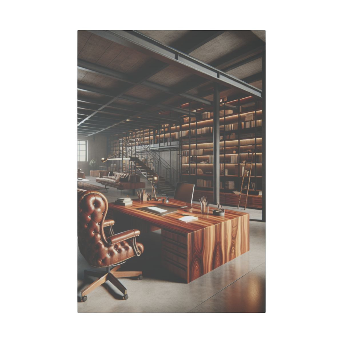 "Industrial Chic: Merging Raw Elements and Opulence in Office Decor" - Canvas