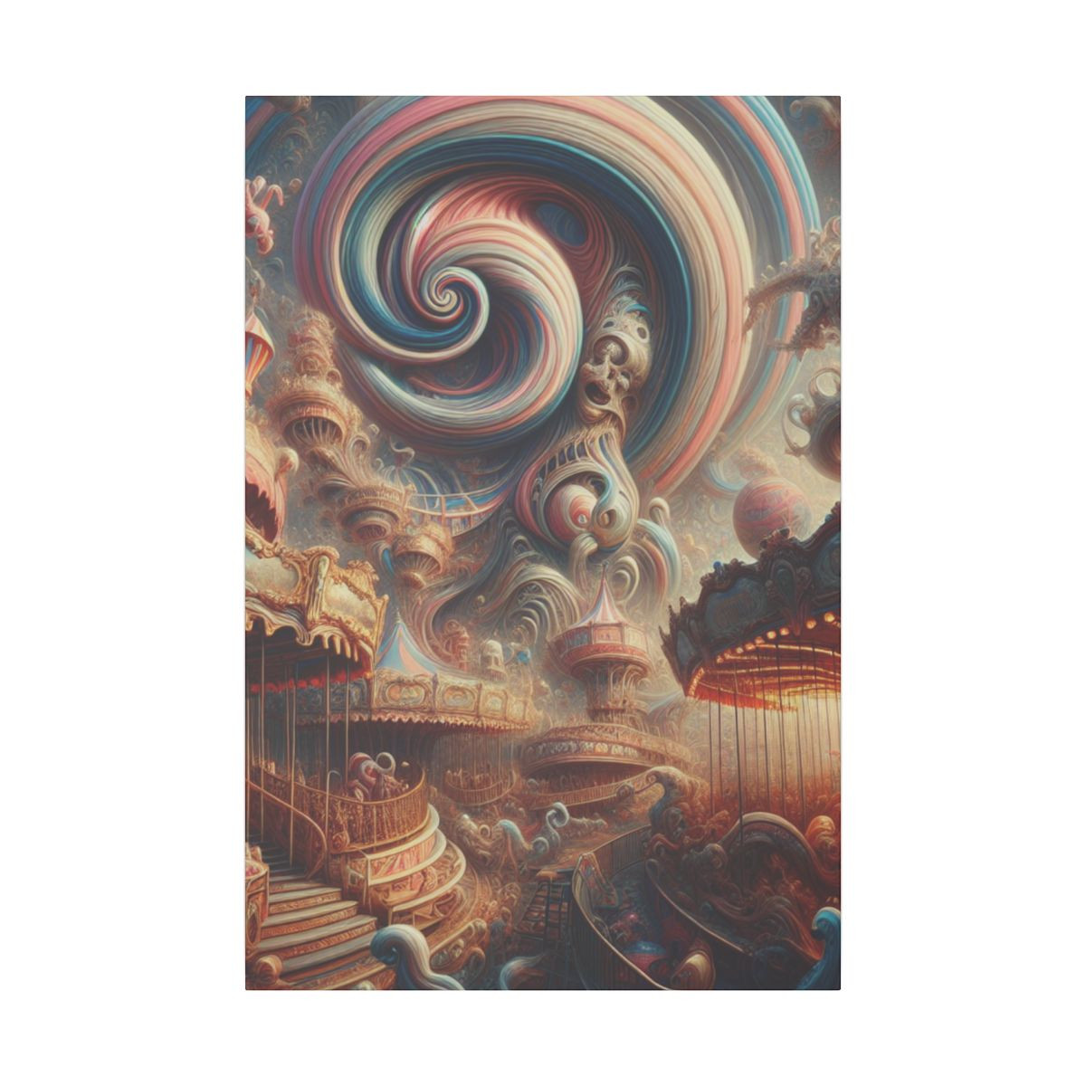 "Transformative Carnival Delirium: A Surreal Journey Between Reality & Fantasy" - Canvas