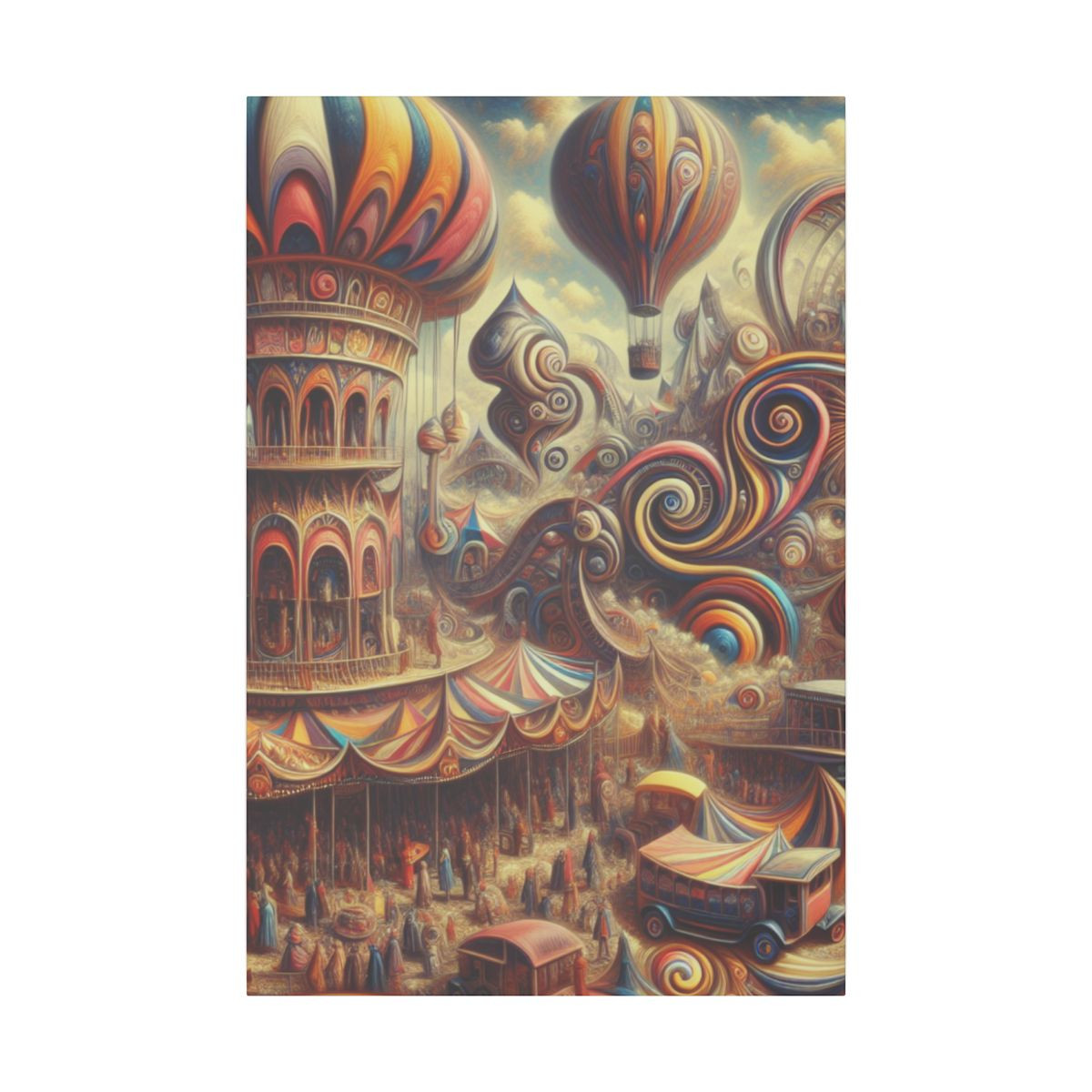 "Dreamscape Carnival: Surreal Abstractions of Classic Revelry in Colorful Canvas" - Canvas