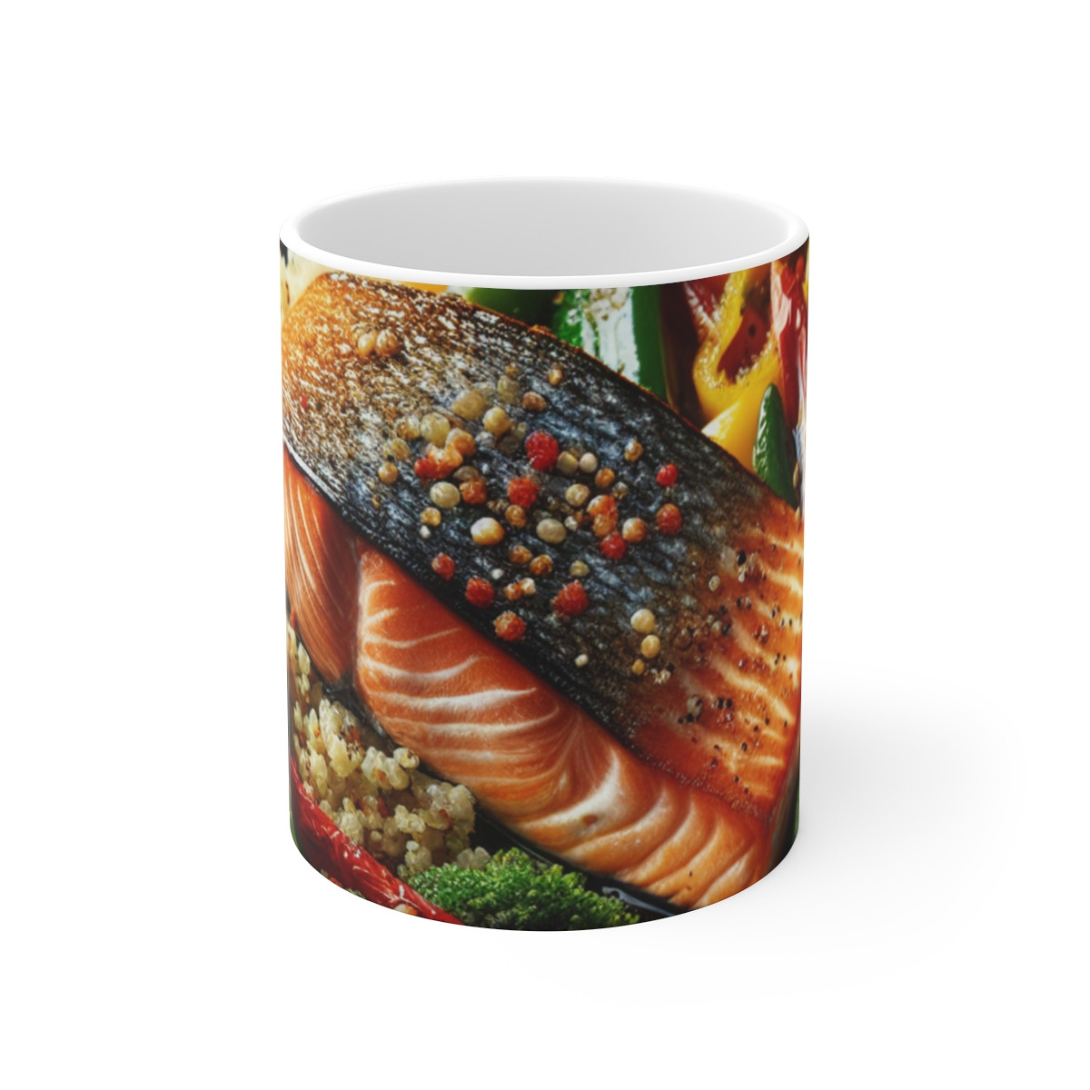 "Crispy Salmon Fillet and Vibrant Veggie Delight Mug" - Mugs