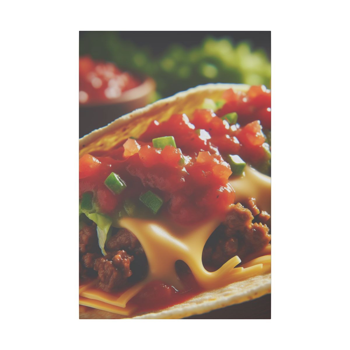 Vivid Mexican Taco Delight: High-Res Culinary Canvas Art - Canvas