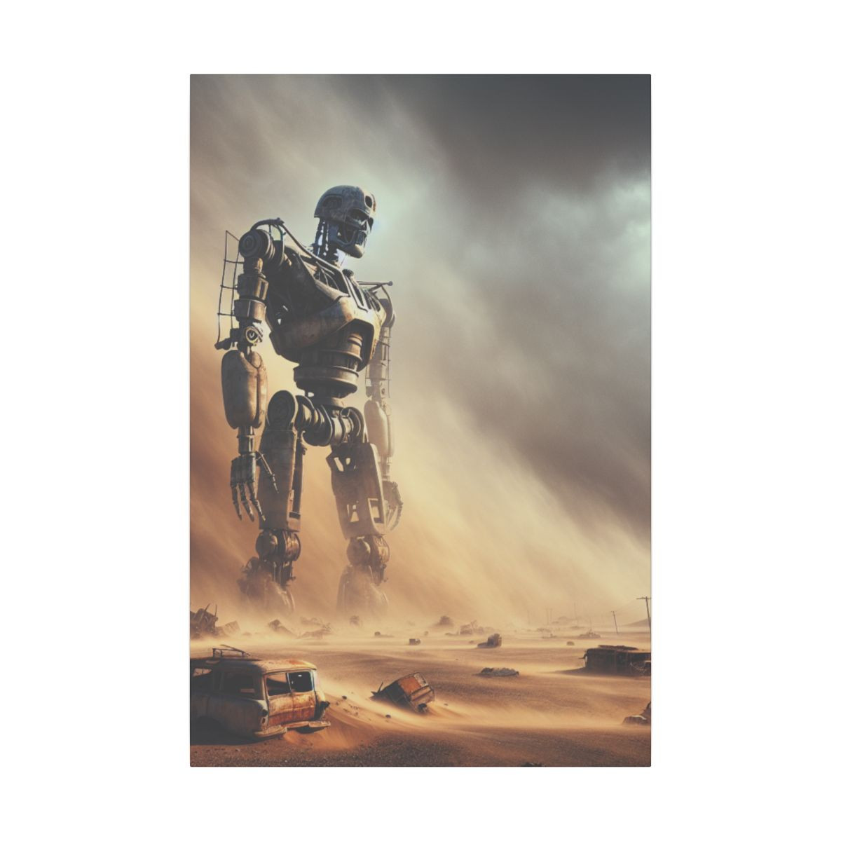 Colossal Robot Amid Desolation - A Traverse in Time and Erosion in Dust Storms - Canvas