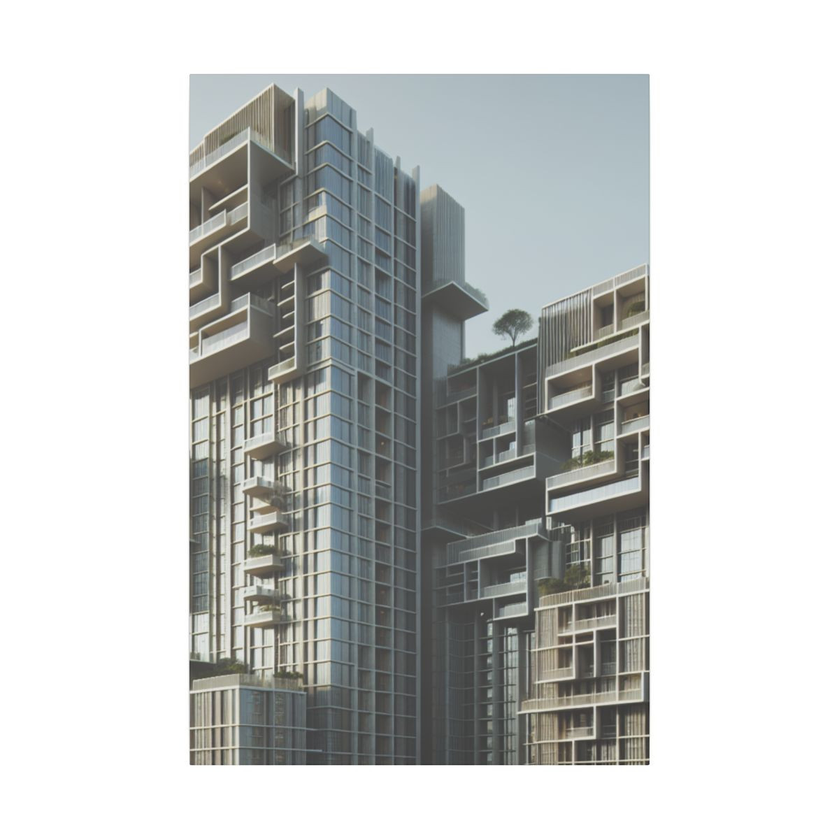 "High Rise Elegance: Minimalist Residential Marvel with Terrace Views" - Canvas