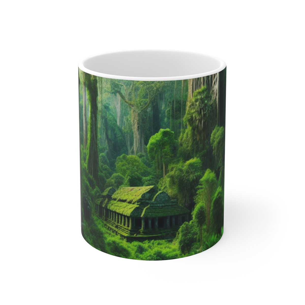 Ancient Jungle Temple Scene Mug - Discover Hidden Mysteries with Each Sip - Mugs