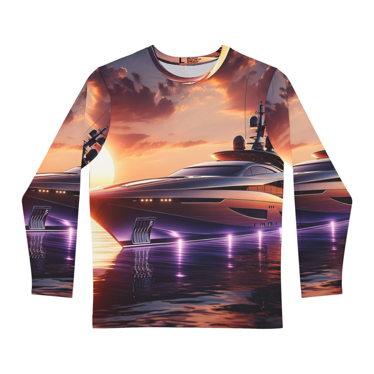 Sunset Serenity: Luxurious Yacht Voyage in Captivating Colors - Tee