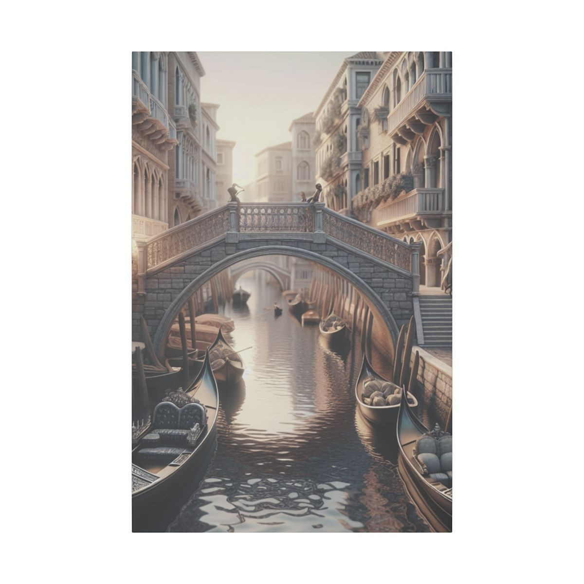 Venetian Idyll: Romantic Canal Canvas Art Fusing Serenity and Charm in Italy - Canvas