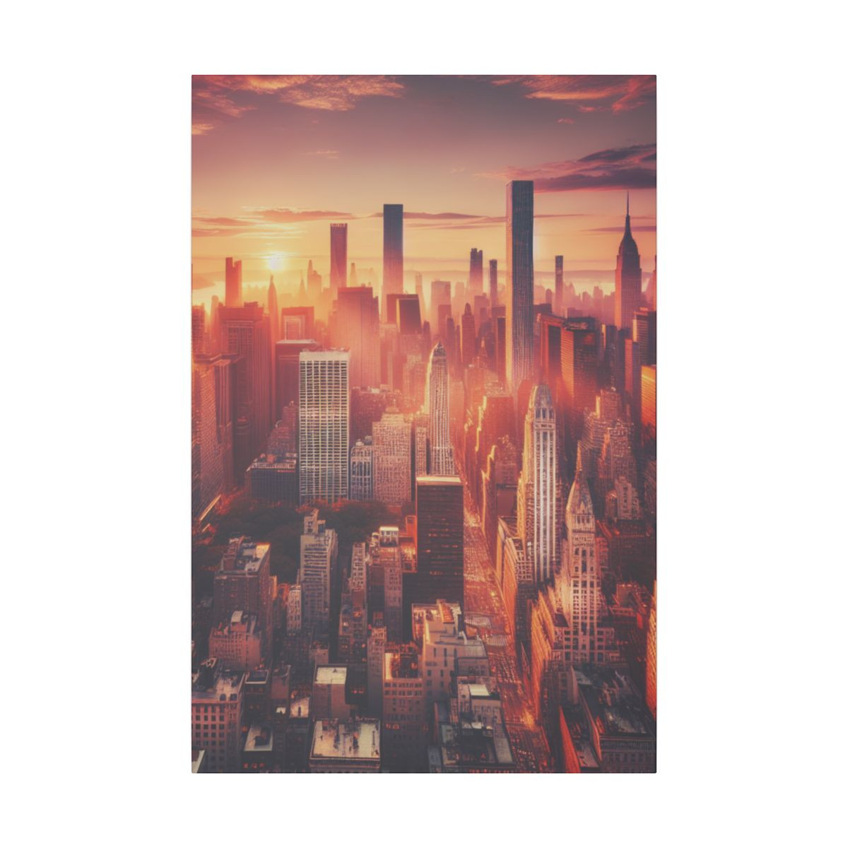 Golden Hour Euphoria: NYC Skyline and Street Life at Sunset Canvas - Canvas