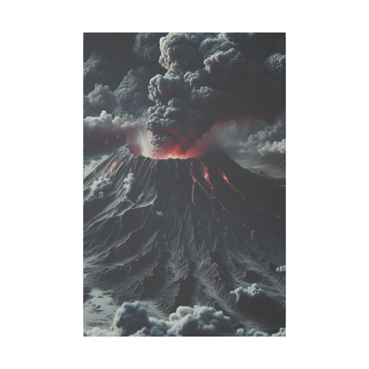 Erupting Enigma: Nature's Fiery Performance on a Volcanic Stage - Canvas