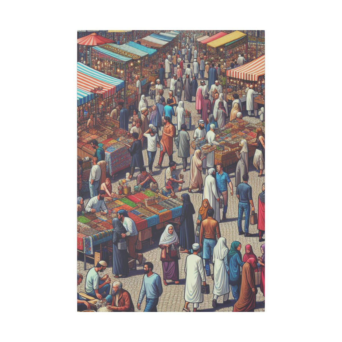"Bustling Street Fair: A Global Melting Pot in Full Bloom" - Canvas