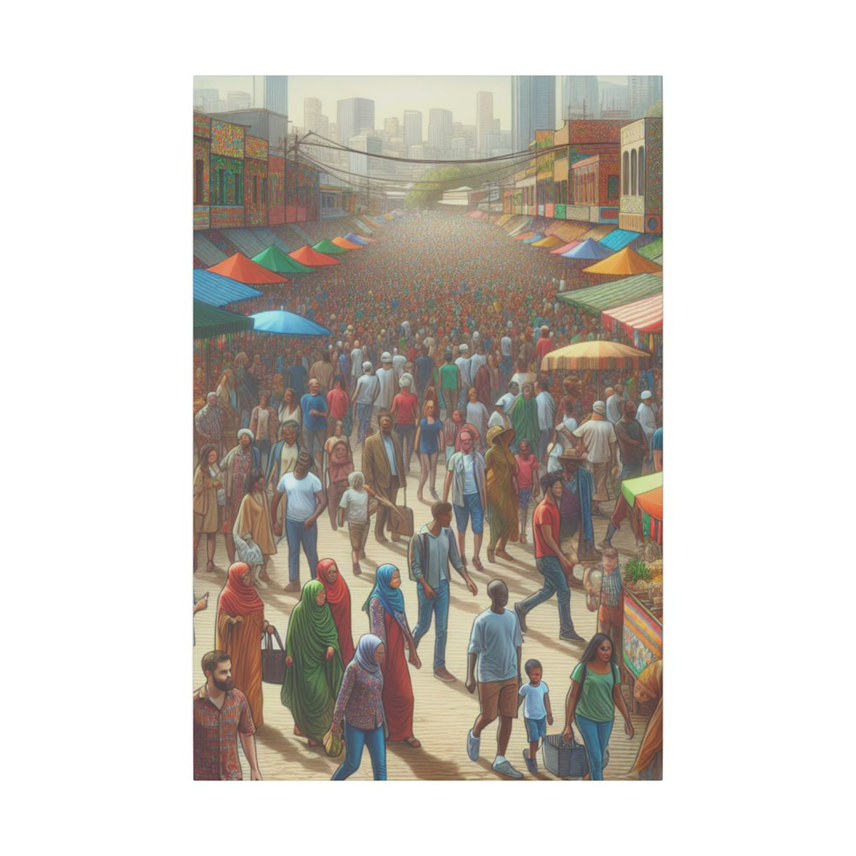 "Global Unity: Vibrant Street Fair of Culture and Inclusion Canvas" - Canvas