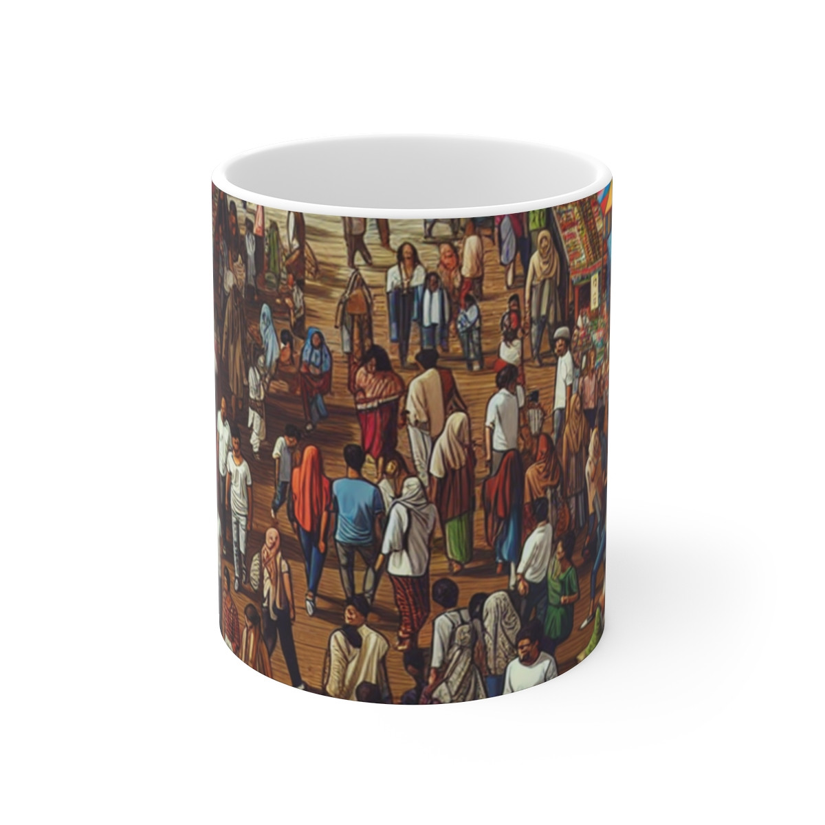 Global Street Fair in Your Hand: A Colorful, Bustling World on a Mug - Mugs