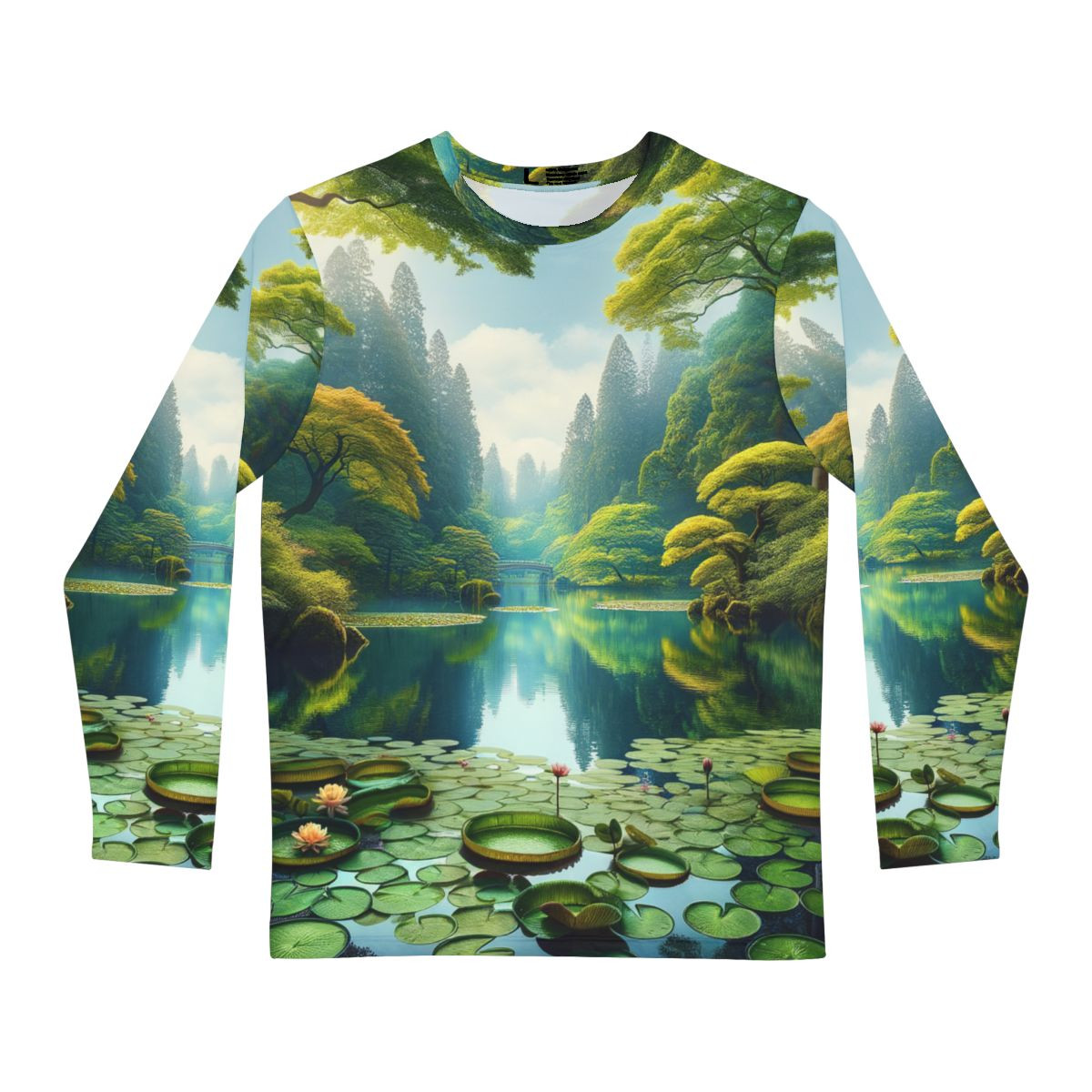 Serenity Pond: Tranquil Forest, Reflective Waters, and Blossoming Lily Pads - Tee