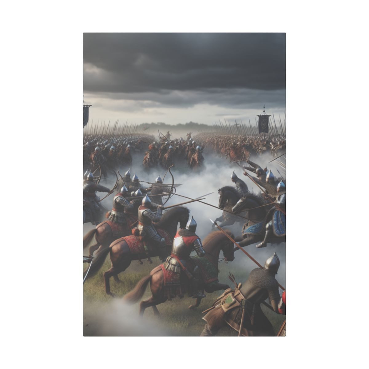 "Medieval Clash: Diverse Armies and the Drama of Battle Canvas Art" - Canvas