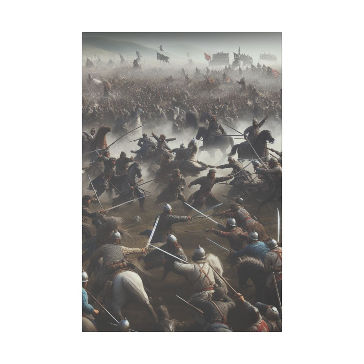 "Diverse Warriors in Epic Battle: Intense and Dramatic Canvas Art" - Canvas