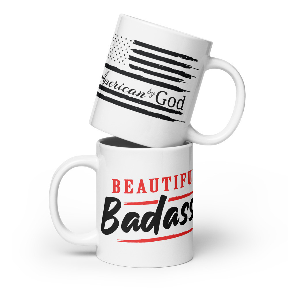 Beautiful Bad*ss White glossy mug