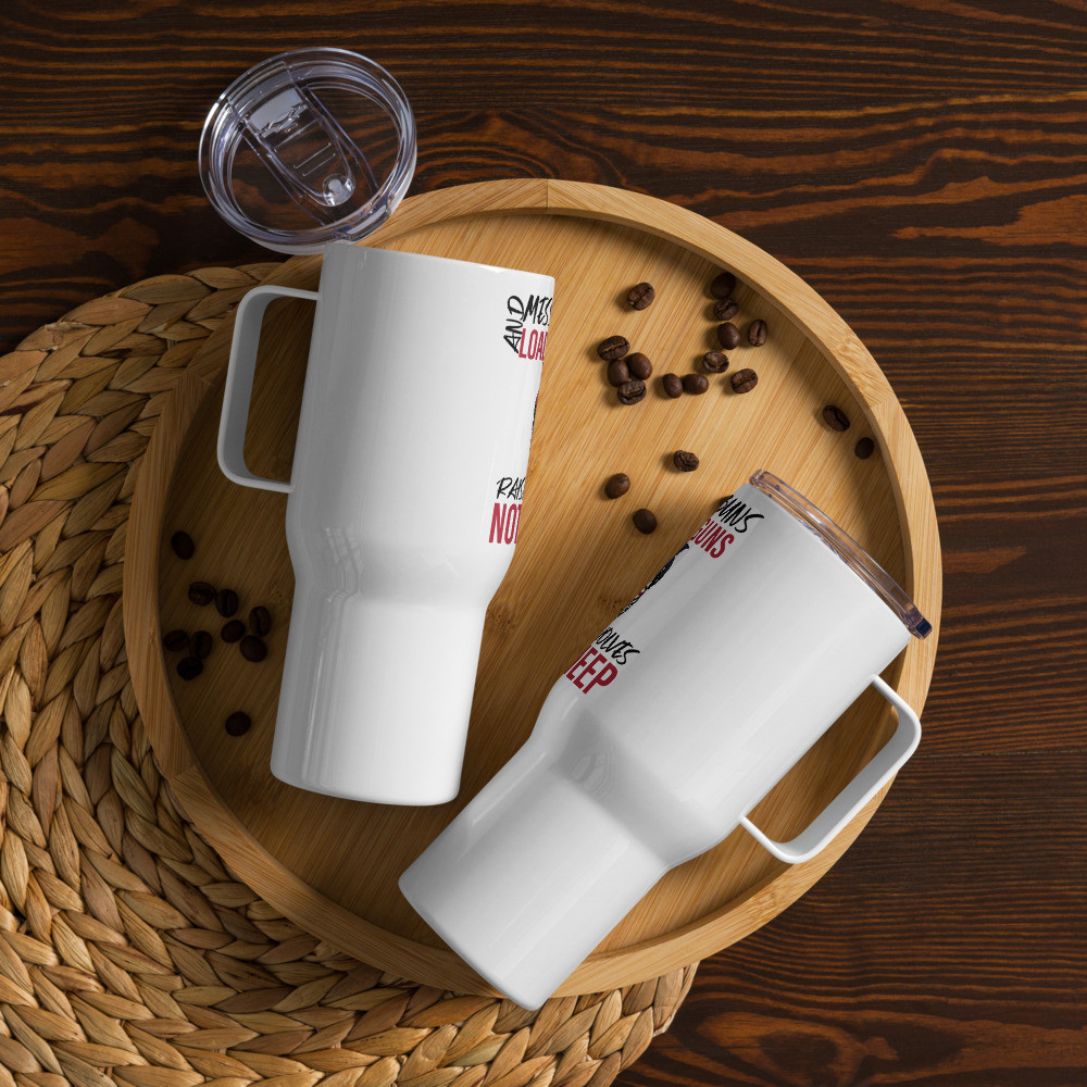 Messy Bun Mom Travel mug with a handle