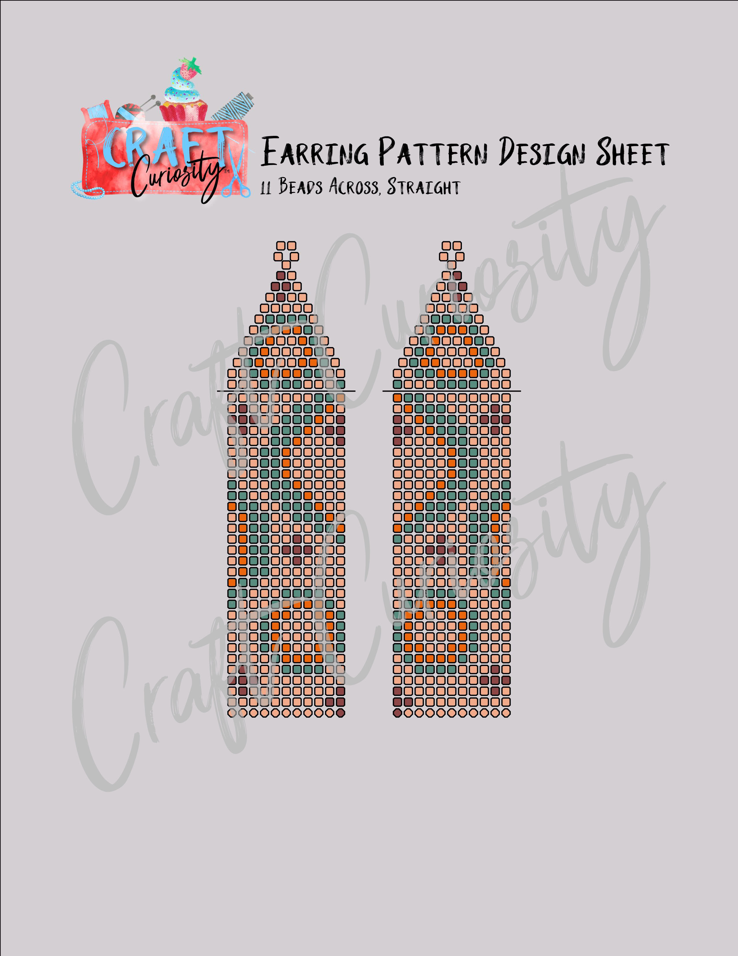 Seed Bead Earring Digital Design Tool - 11 Across with Straight Fringe