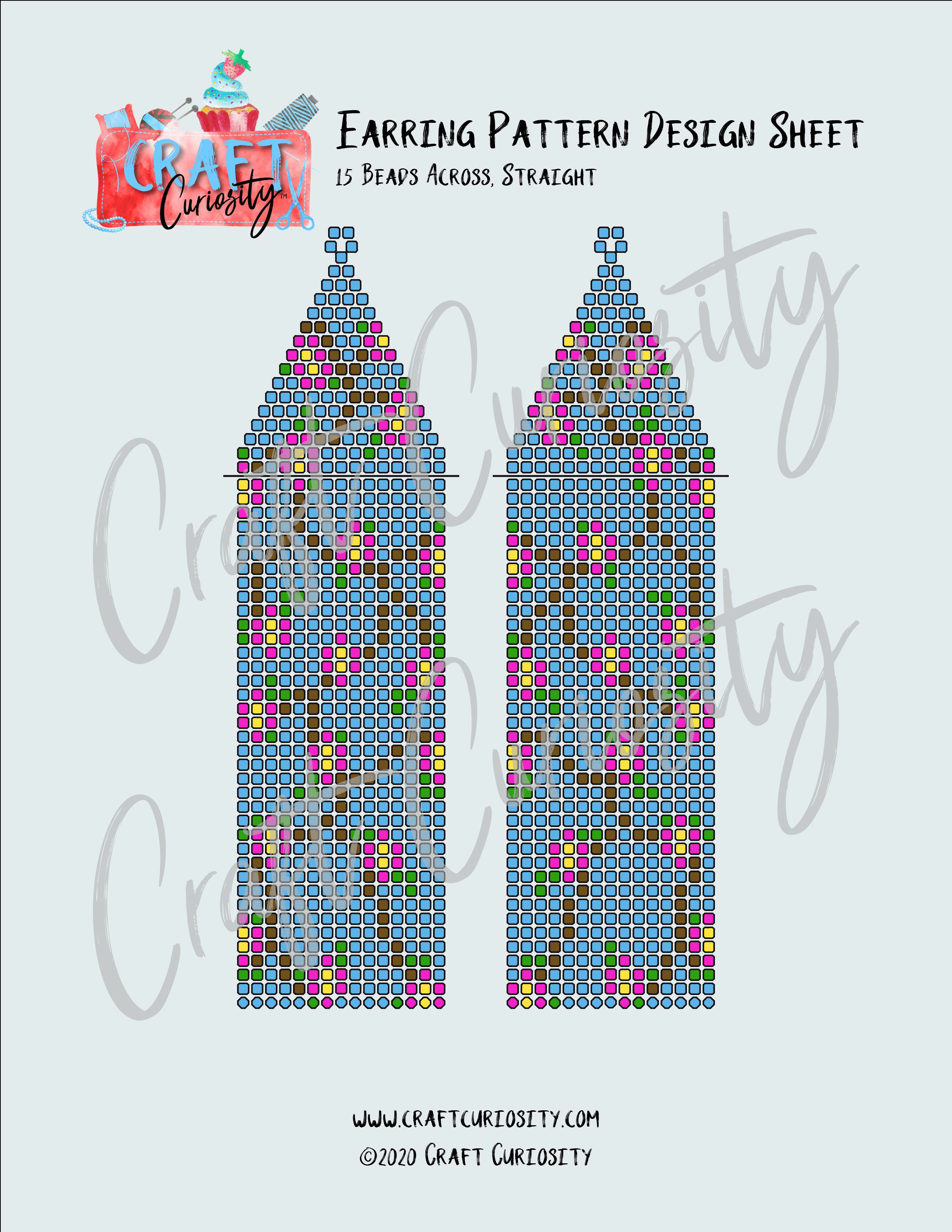 Seed Bead Earring Digital Design Tool - 15 Across with Straight Fringe