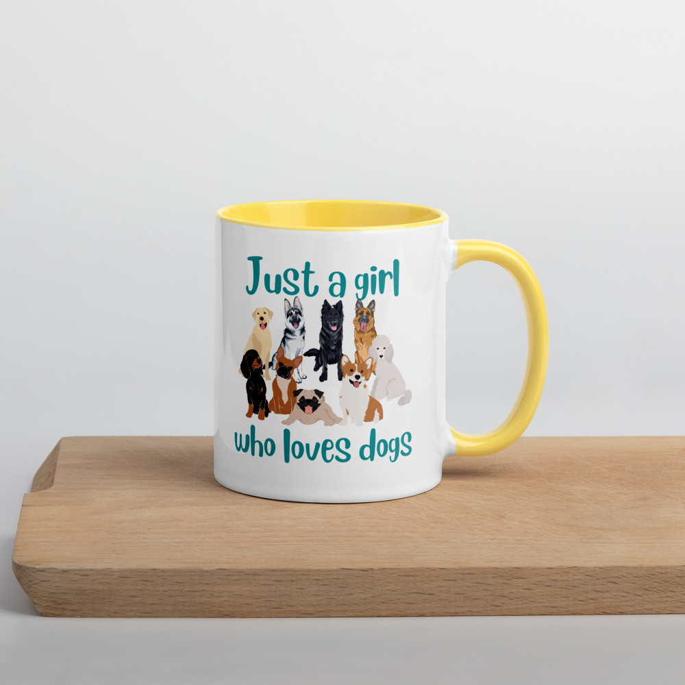 Girl Loves Dogs Mug with Color Inside